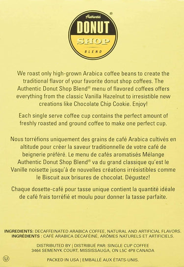 Authentic Donut Shop Blend Decaf Vanilla Hazelnut Single Serve Cups for Keurig K Cup Brewers, 24 Count